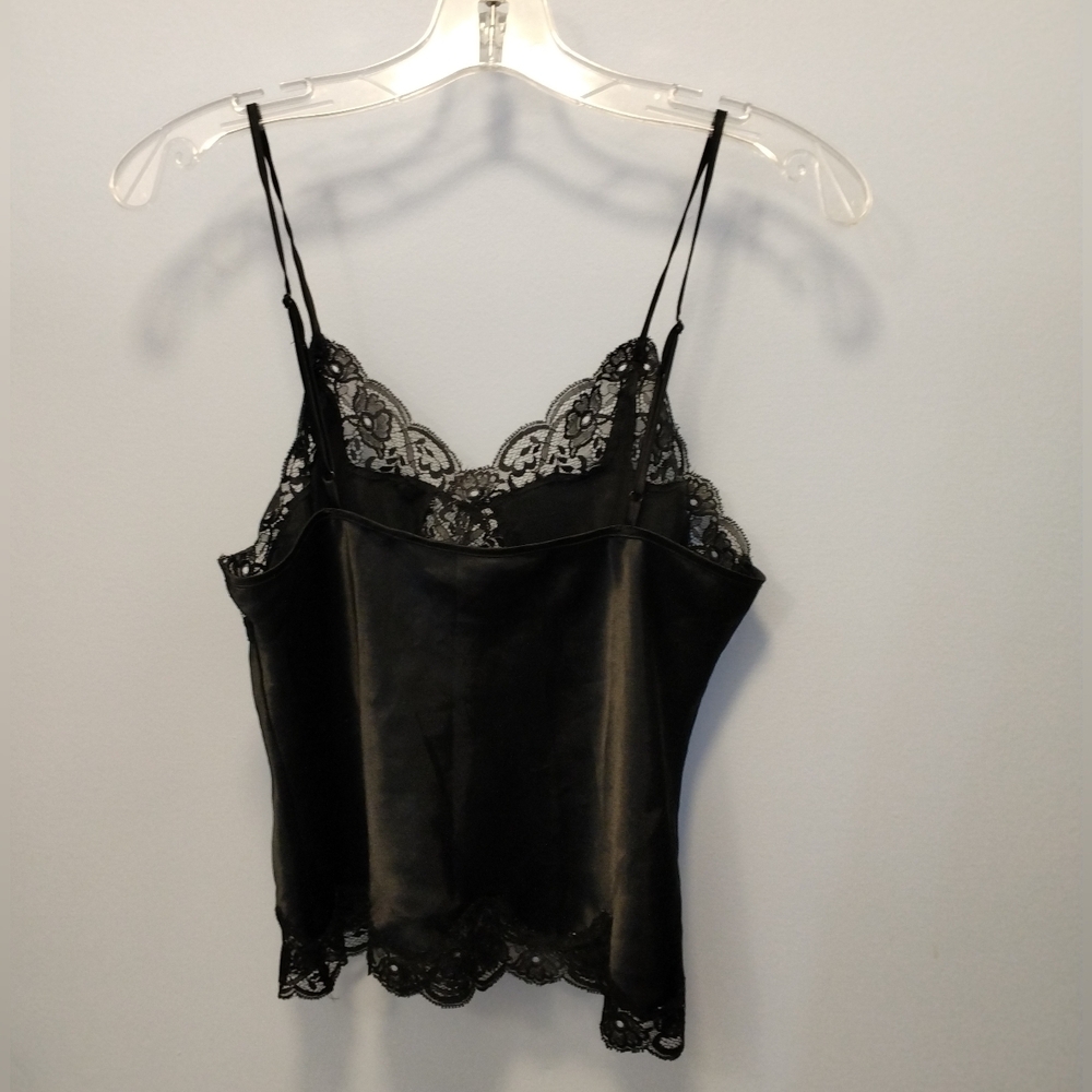 Victoria's Secret Vintage Black Satin Camisole. Luxurious & Lacey. Heart Label.